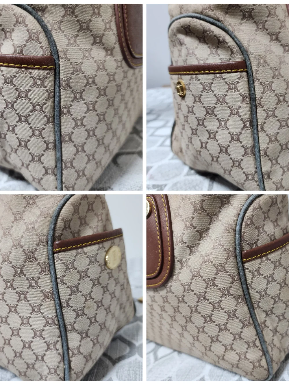 Celine Vintage Boogie Monogram Canvas and Leather Tote Bag Brown/Beige